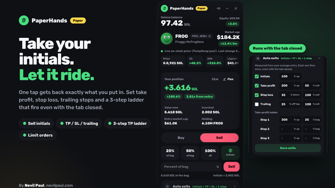 PaperHands: Paper Trading Extension for Solana Meme Coins